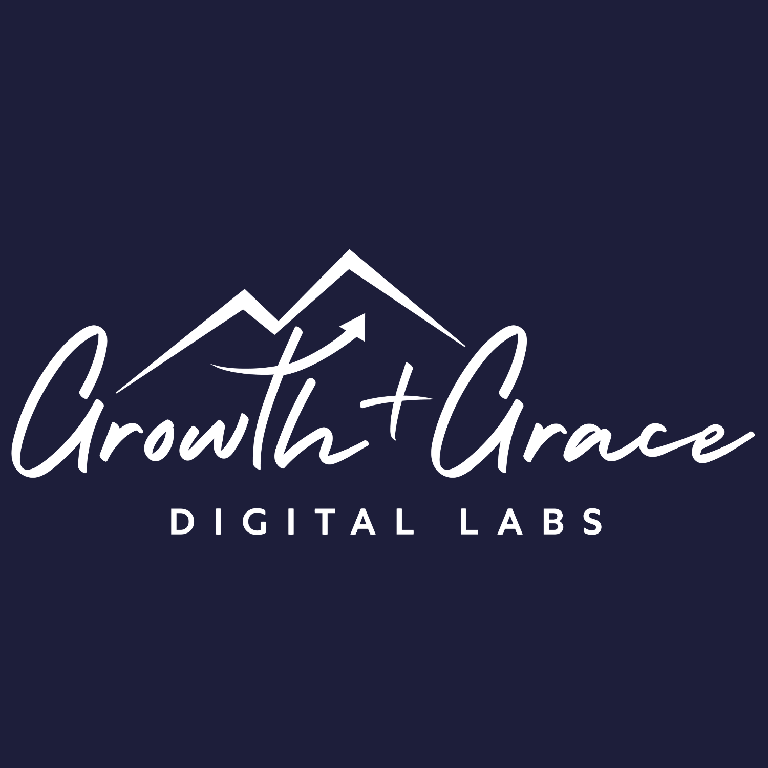 Growth and Grace Digital Labs white logo on a navy blue background
